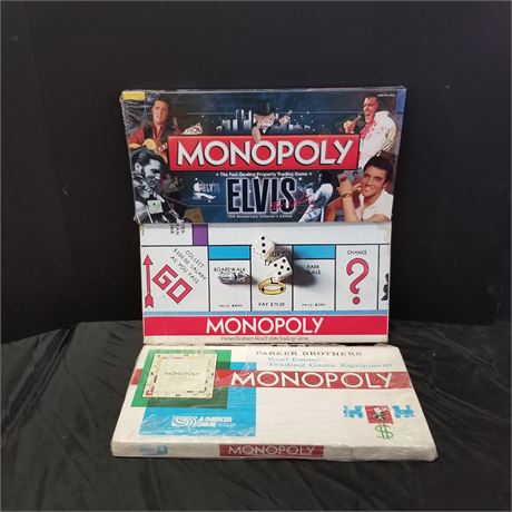 Monopoly Game Trio Including Collectible Elvis Edition