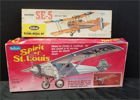Two Complete Balsa Wood Airplane Model Kits