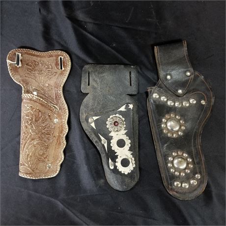 Vintage Toy Leather Holster Trio