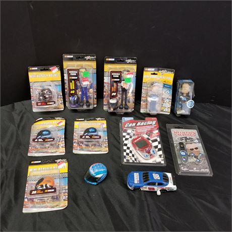 Collectible Nascar Items incl. Bobbleheads, Helmets, and More