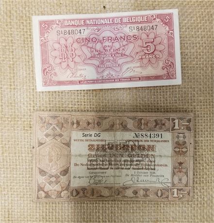 WWII Era Paper Currency from The Netherlands and Belgium