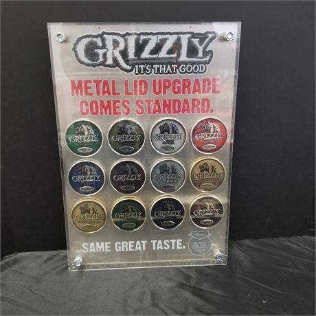 Grizzly Chew Can Lid Double Sided Advertising Board