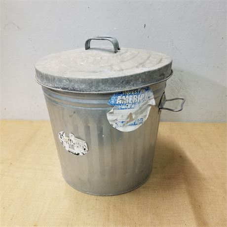 Lidded Galvanized Ash Can