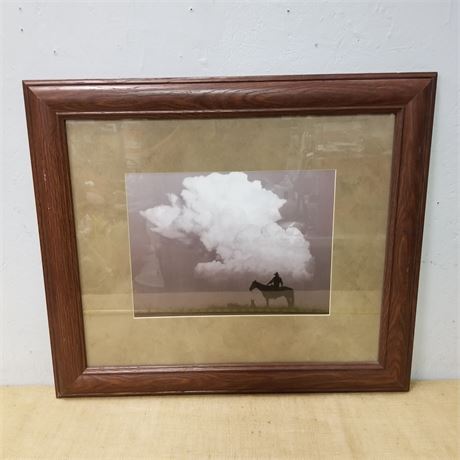 Framed Horse and Rider Photograph - 29x25
