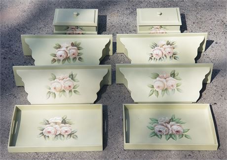 "New in Box" Matching Wall Shelves, Jewelry Boxes, & Trays