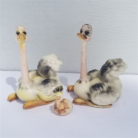 Josef Originals Ceramic Ostrich Figurines with Baby