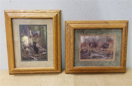 Framed Bear and Moose Prints - 11x13