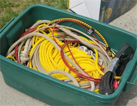 Bin Full of Bungees, Rope, &Straps