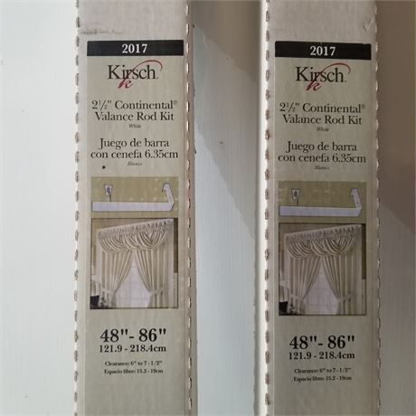 Pair of Kirsch 2 1/2" Curtain Valance Rod Kit - 48" to 86"