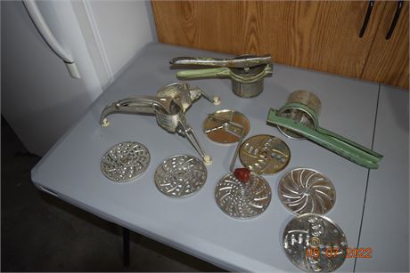 Mouli salad maker and potato ricers