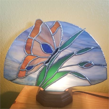 Stained Glass Lamp Fan with Base...light with cord not icluded