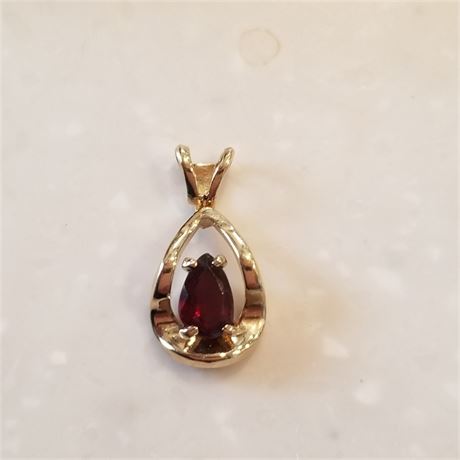 14k Gold Filled Red Stone Pendant