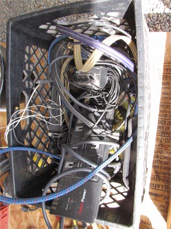 Box of RCA cords and Strip