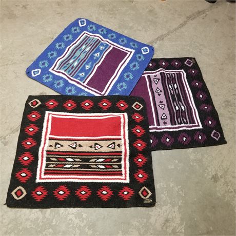 3 Woven Wool Rugs from India - 36x32