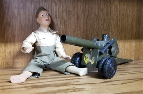 Collectible Toy Big Gun Cannon & Soldier Doll