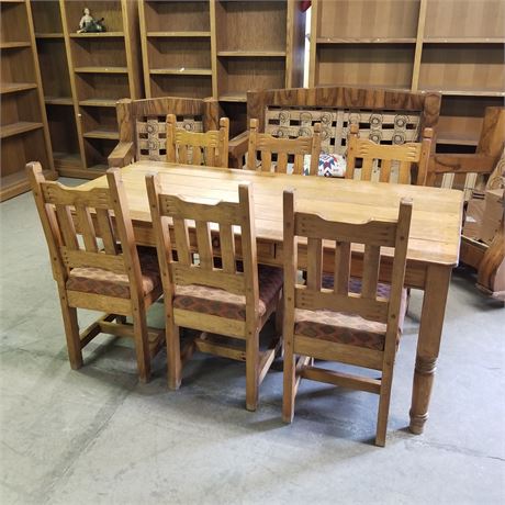 Hencho En Mexico 6 Chair Dining Table Set - 72x36