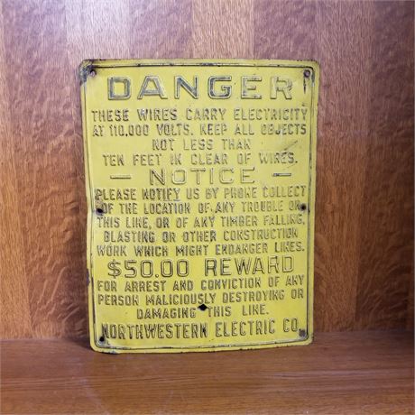 Vintage Metal Danger Sign - 12x15