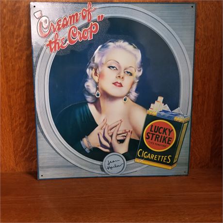 Metal Jean Harlow Lucky Strike Repro Sign - 13x14