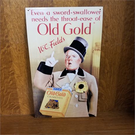 Metal WC Fields Old Gold Repro - 10x16