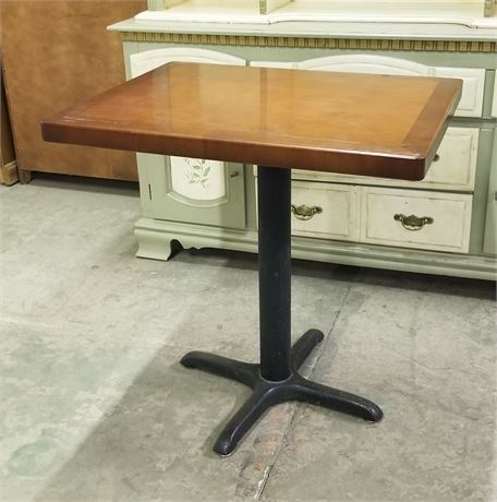 Small Cast Iron Base Table w/ Wood Top - 30x24