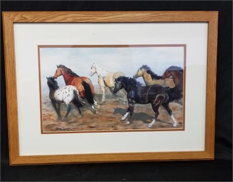 John Saunder "Breaking Away" Signed & Numbered (#1) Framed Horse Print