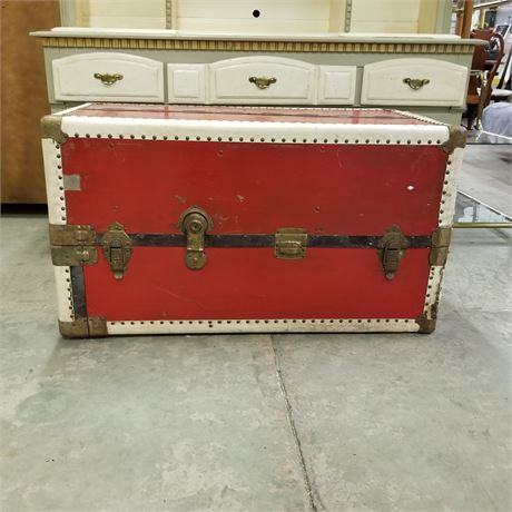 Vintage Metal Steamer Trunk