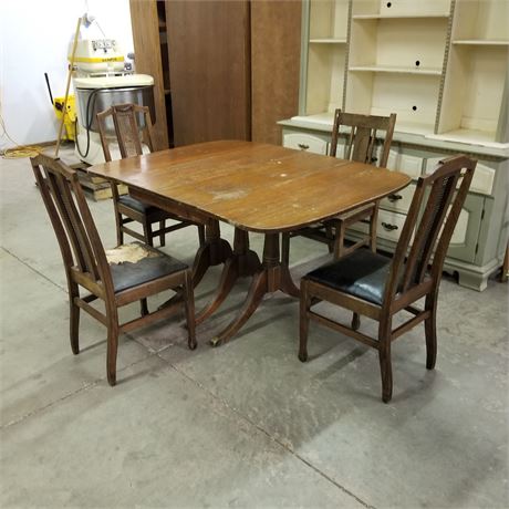 Antique Drop Leaf Table w/  Chairs