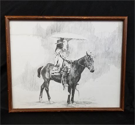 Framed & Signed Native on Pony Print - 21x17