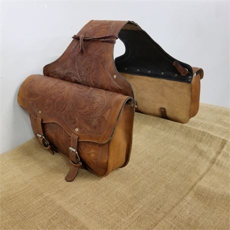 S. Garcia Tooled Leather Saddle Bags