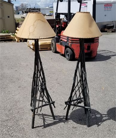 2 Genuine Branch Floor Lamps w/ Extra Shade - 58"