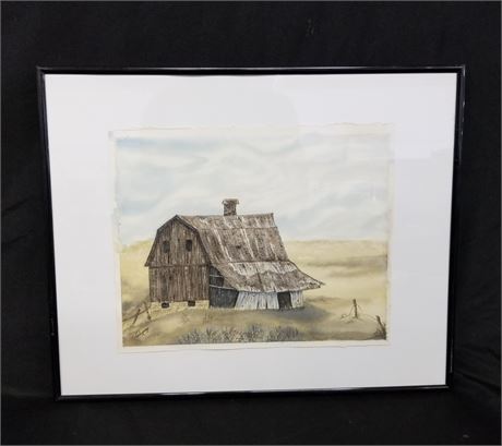 Signed & Framed Barn Print - 22x17