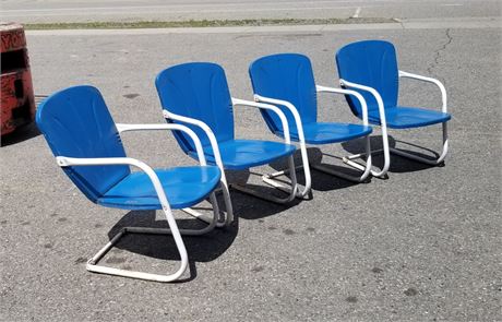 Blue Vintage Metal Outdoor Chairs