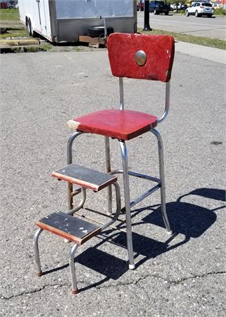 Vintage Red Step Stool Chair