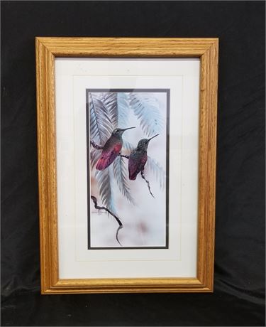 Gamini Ratnavira Framed & Signed Bird Painting - 17x23