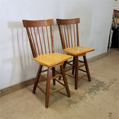 2 Wood Swivel Stools -25" Chair Height