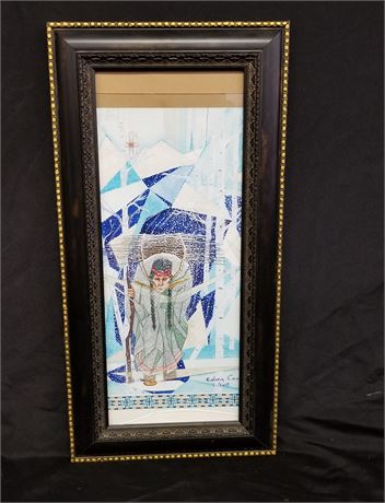 Signed & Framed Edwin Cuch Original Watercolor - 12x24 - Glass is Broken