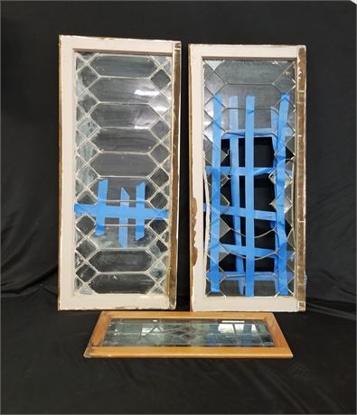 Antique Leaded Glass Windows - 44x19, 28x13