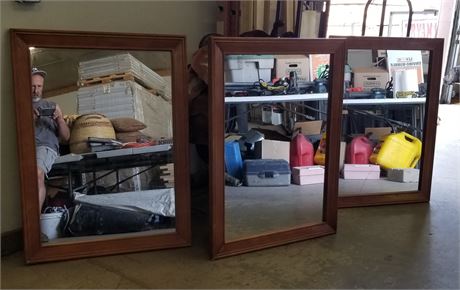 3 Heavy Duty Wood Framed Mirrors - 30x40