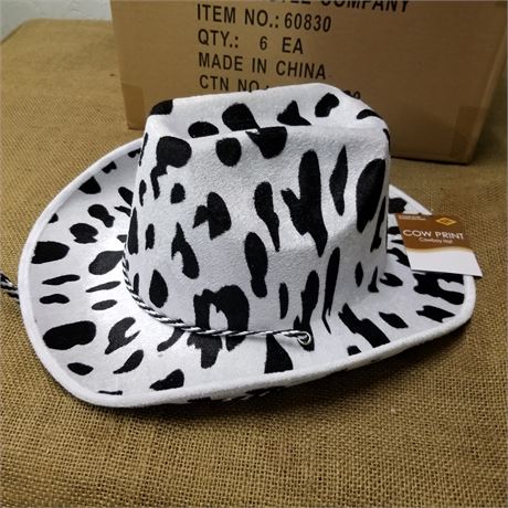 New in Box Cow Print Hats - 12pcs