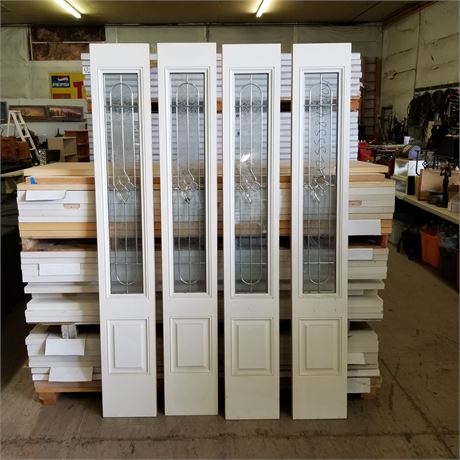 4 Wood Frame Double Glazed Side Light Windows - 12x80