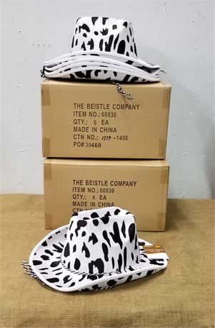 New in Box Cow Print Hats - 12pcs