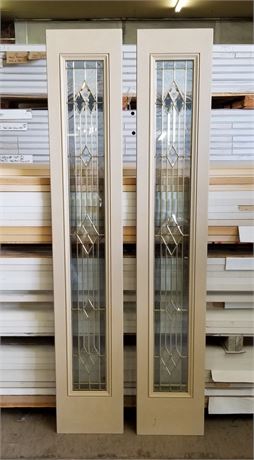 2 Wood Frame Double Glazed Side Light Windows - 12x80