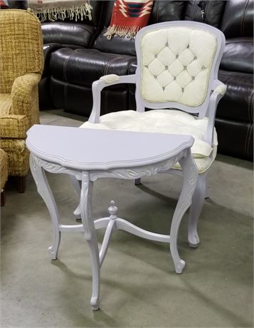 Vintage Hall/Accent Table & Matching Chair - 24x12x23