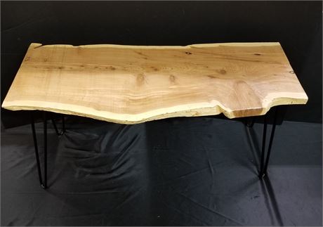 Log Slab Hair Pin Leg Coffee Table - 34x14x17