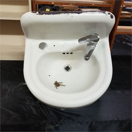 Vintage Cast Iron Commercial Bathroom Sink - 20x18