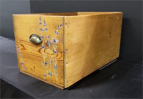 Hand Painted Wood Crate w/ Handles 12x20x11