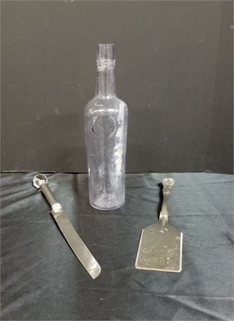 Vintage Bottle & Cake Knife & Server