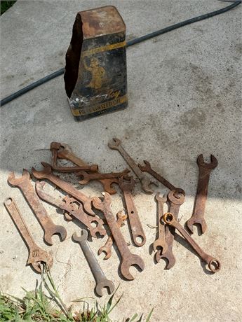 Can of old wrenches