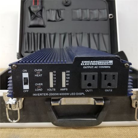 Power Inverter & Locking Hard Case w/ Key