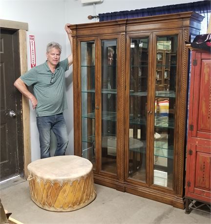 Large Hand Carved Hutch - 66x14x84 - 2 Pieces